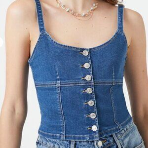 Forever 21 Denim Button-Front Bustier Cami Size Large